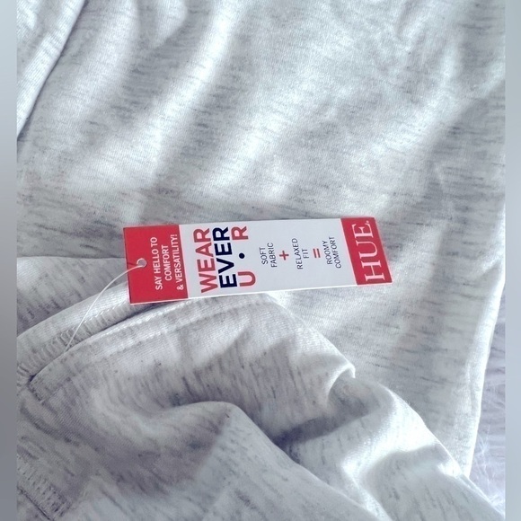 HUE French Plus Size Terry Knit Cuffed Lounge Pant color whitesand heather 1X - Picture 5 of 7